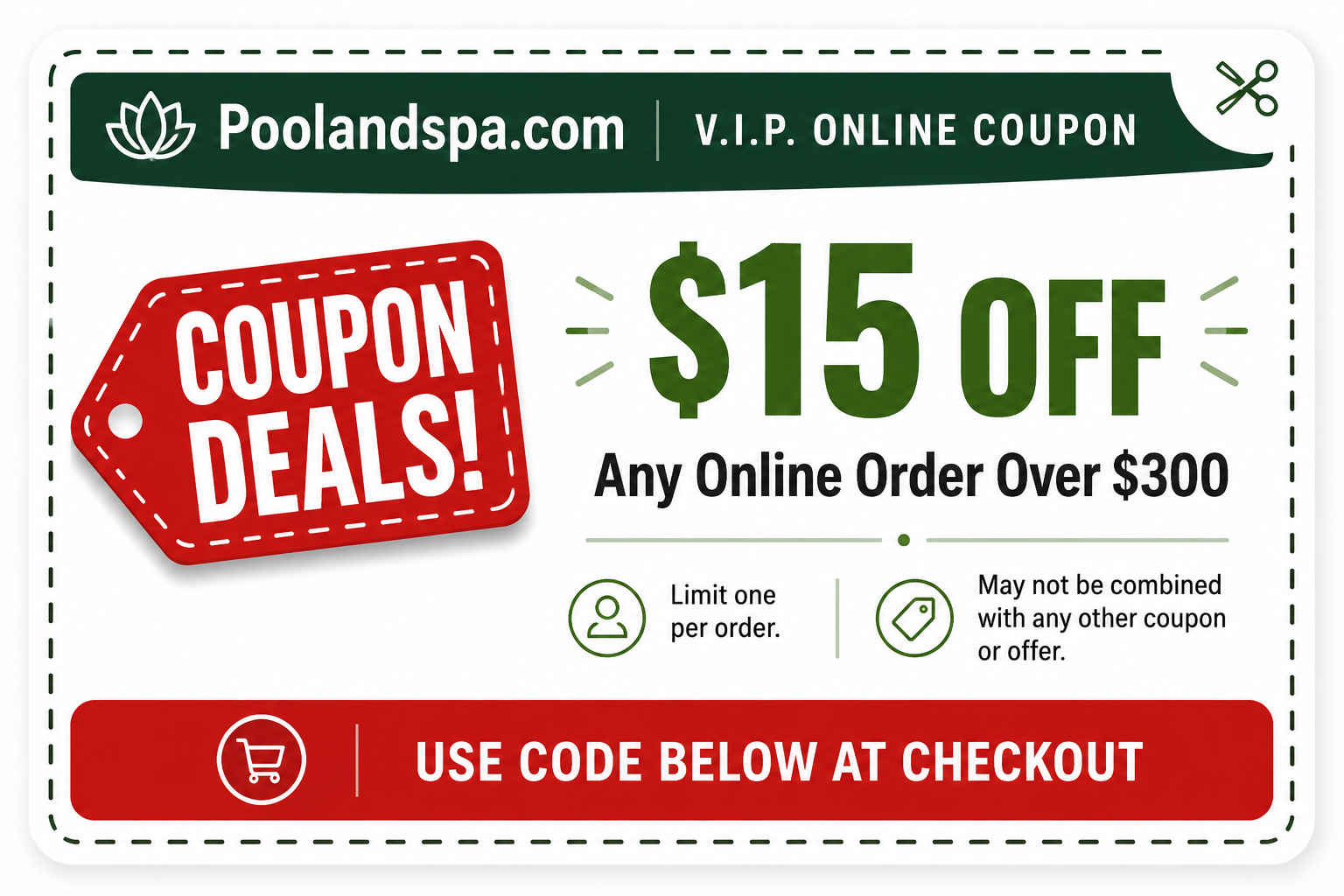 $15.00 Off Orders Over $300 $15.00 Off Orders Over $300