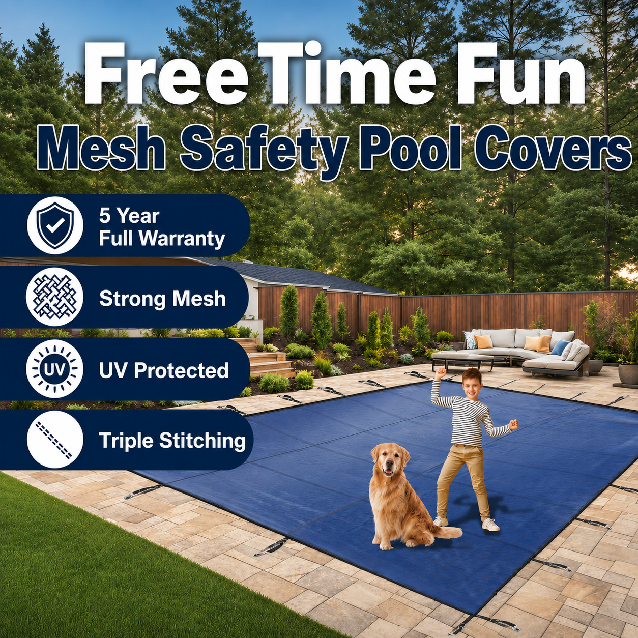 Gorilla blue super mesh safety pool cover
