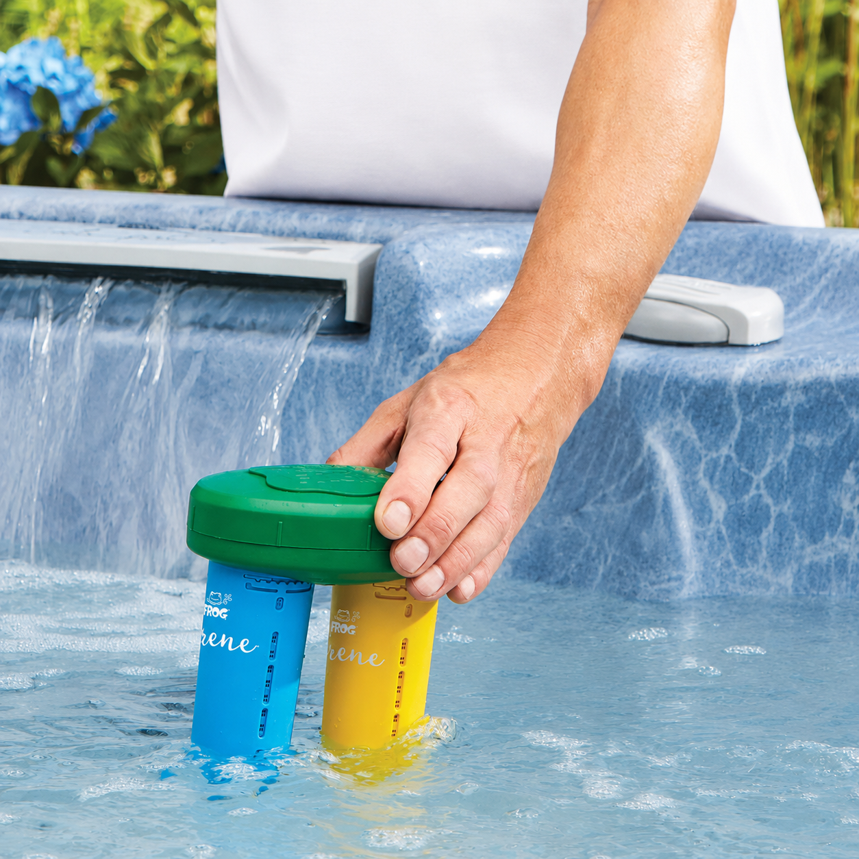 FROG Serene system floating in a hot tub