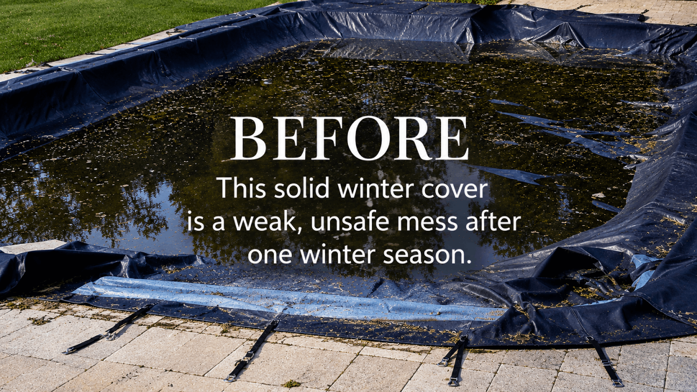 Before solid waterbag pool cover