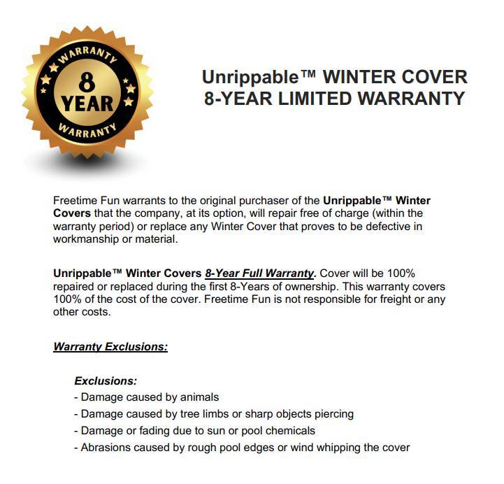 Unrippable Pool Cover 8 Year Warranty
