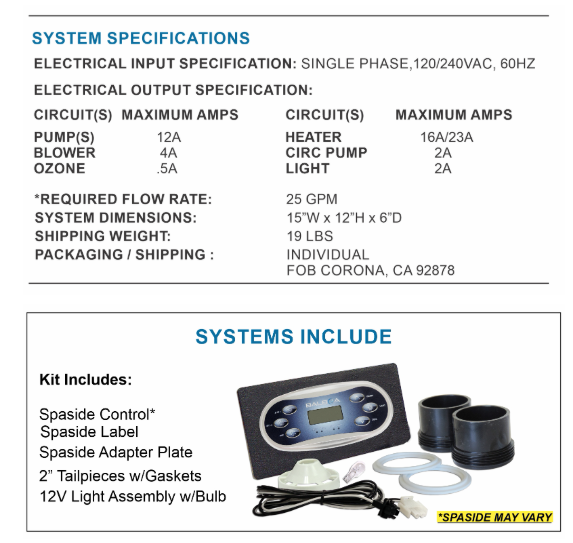 Water Pro BP7 spa control system